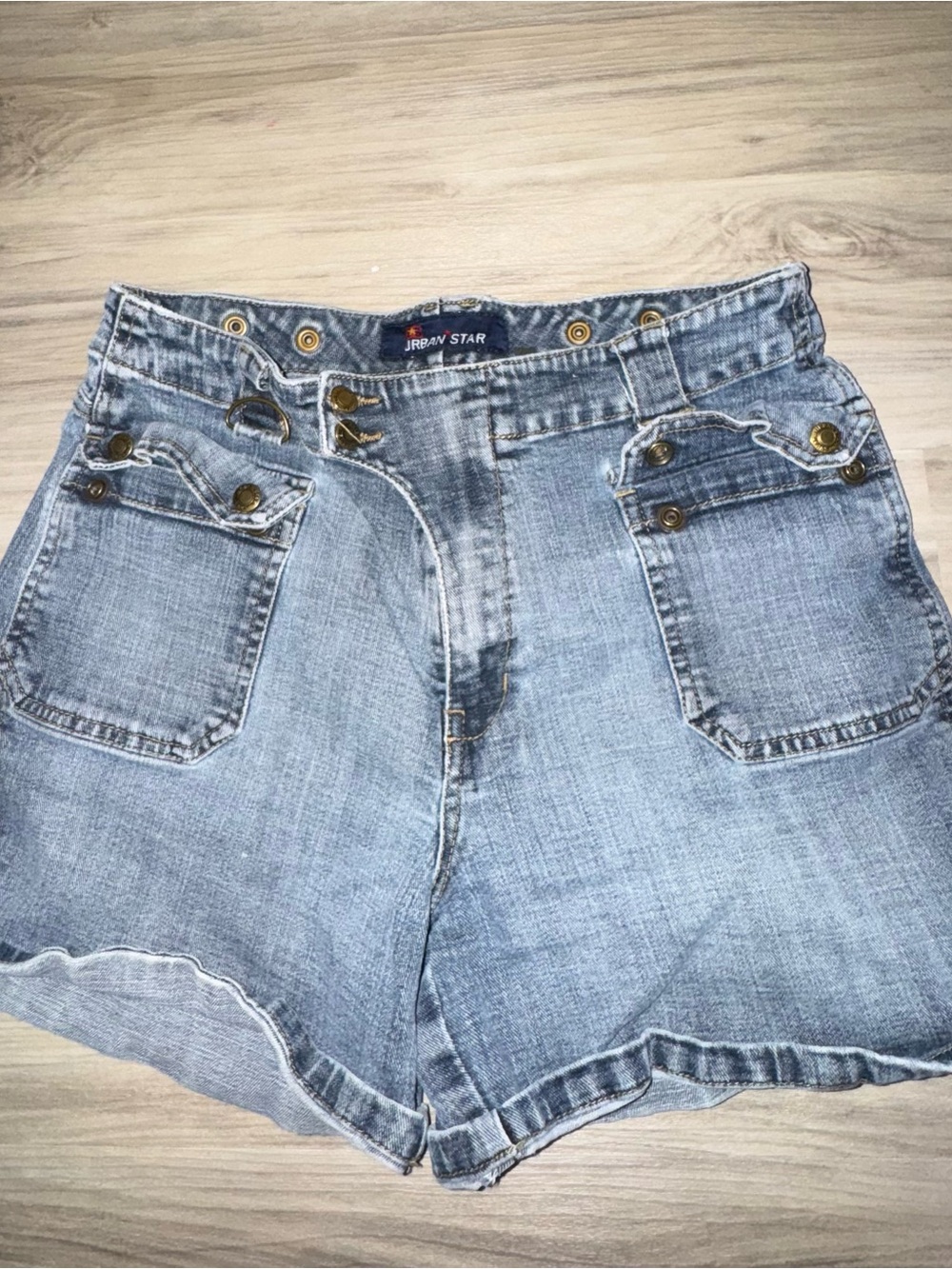URBAN STAR Light Wash High-Waist Denim Shorts - Blue